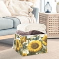 thumbnail image 5 of WOBOGO Cyan Butterfly Sunflower Large Collapsible Storage Box Flip Lid Fabric Decorative Organizer Container Basket with Handles 16.5×12.6×11.8in, 5 of 7