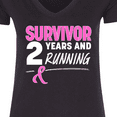 thumbnail image 4 of Inktastic Breast Cancer Survivor 2 Years and Running with Pink Ribbon Women's V-Neck T-Shirt, 4 of 5