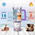 thumbnail image 4 of Purple Flowers 40 Oz Tumbler with Handle Lid and Straw, Stainless Steel Double Walled Vacuum Insulated Cup, Cute Anniversary Wedding Birthday Gifts Tumbler for Women Men Friends Outdoor Indoor, 4 of 7