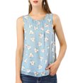 thumbnail image 1 of Blusa De Gasa Con Estampado Floral Sin Mangas Para Mujer, Blusas Informales Forradas Azul XS, 1 of 6