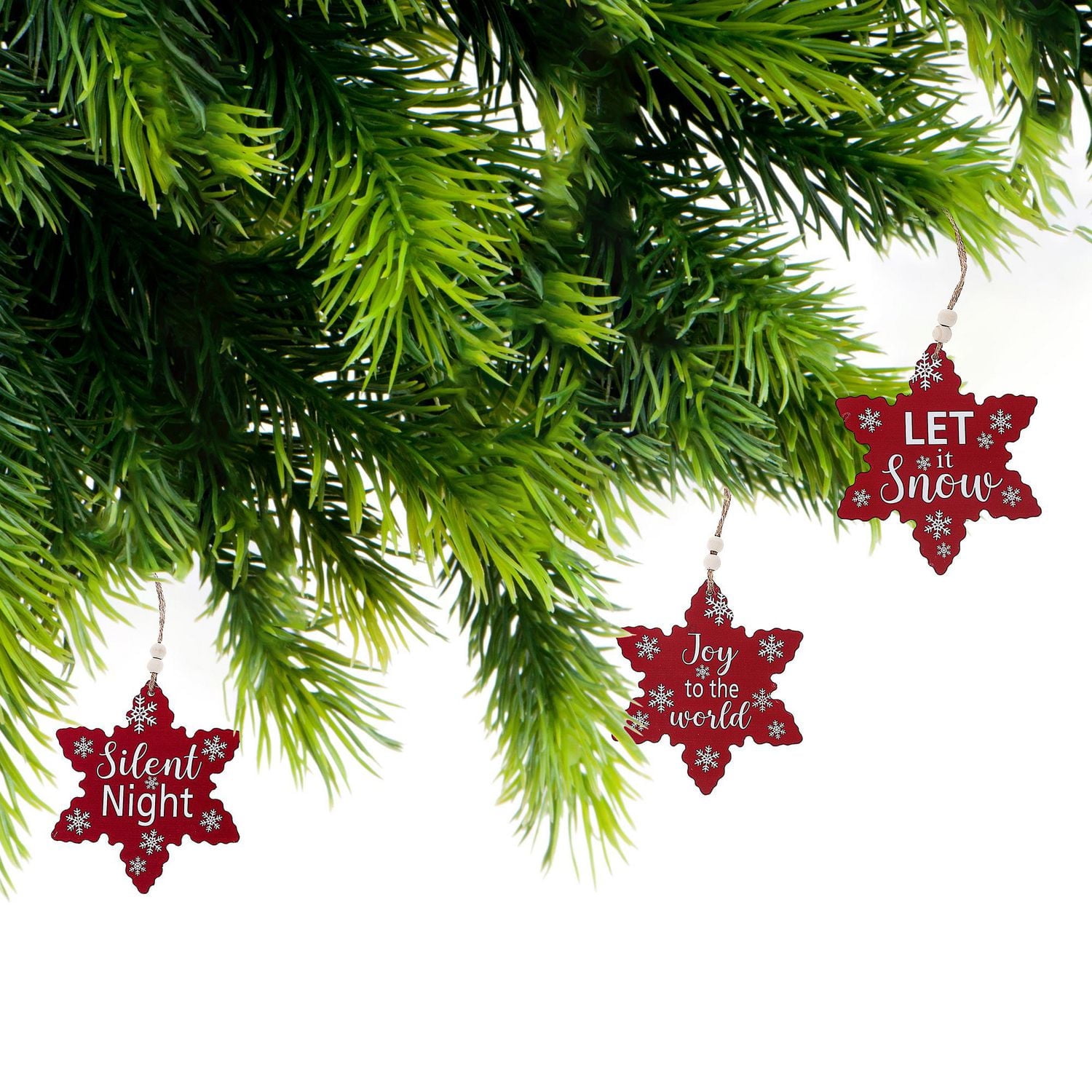Christmas Flat Snowflake Shape Ornament - Set of 6