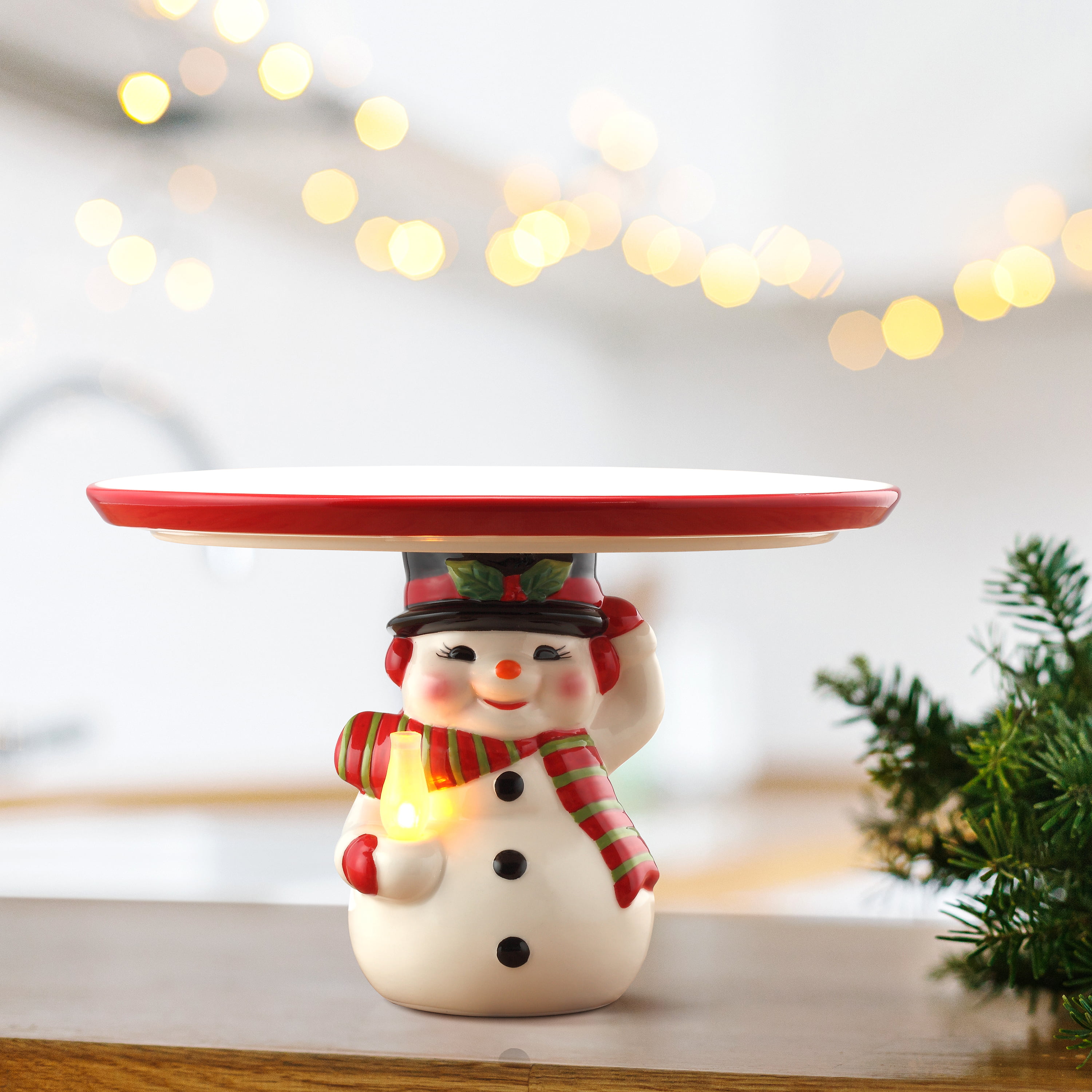 Christmas Snowman 2 Tier Cake Stand Xmas Table Essential 