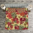 thumbnail image 3 of Ambesonne Vintage Quilted Bedspread Set 3 Pcs, Exotic Wild Tropic Birds, King Size, Beige Red, 3 of 5