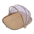 thumbnail image 3 of 13 inch Covered Rectangular Bamboo Serving Food Tent Basket, 3 of 5