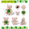 thumbnail image 3 of DolliBu Baby Pink Bear Stuffed Animal with Green Plush Shamrock, Cute Green Shamrock Plush, Fun St Patricks Day Stuffed Animal Bear, Good Luck St Patricks Day Toys for Kids, Baby - 8 Inches, 3 of 6