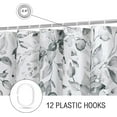 thumbnail image 4 of Extra Long Shower Curtain 72 x 84, Grey Floral Shower Curtain for Bathroom, Watercolor Plant Eucalyptus Leaves Fabric Shower Curtain Set with Hooks, 4 of 6