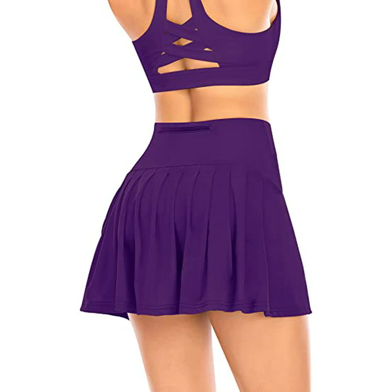 Pleated Tennis Skirts for Women with Pockets Shorts Athletic Golf Skorts  Activewear Running Workout Sports Skirt (Purple,X-Large) 