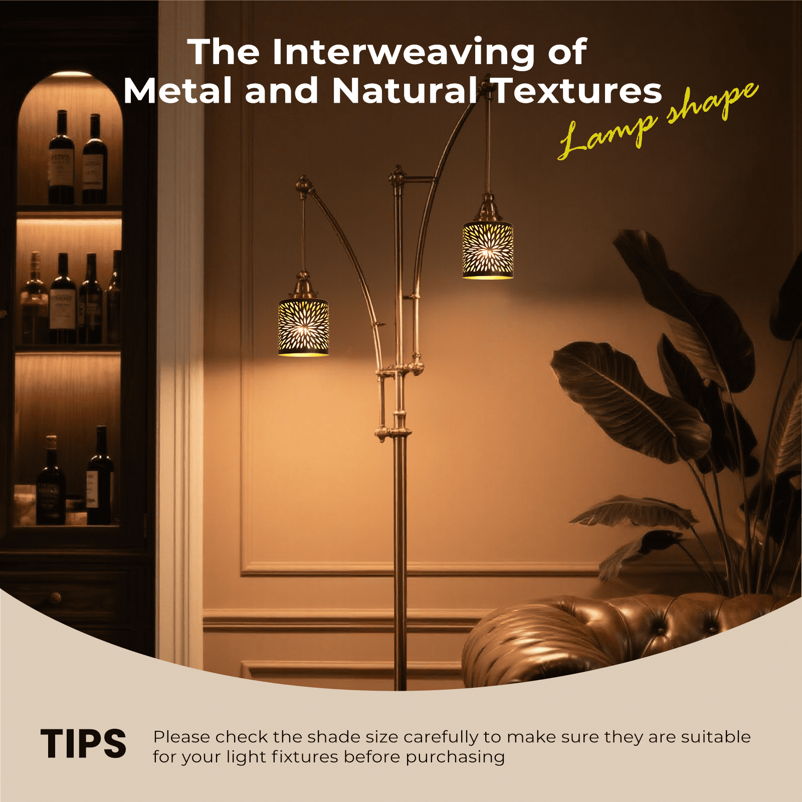 Cylinder Lamp Shades Set of 2 Metal Ceiling Lampshades, SWAIFDEE Minimalist Cylinder Hanging Lamp Cover, Pendant Light Shade Replacement Bronze 4.75×5"