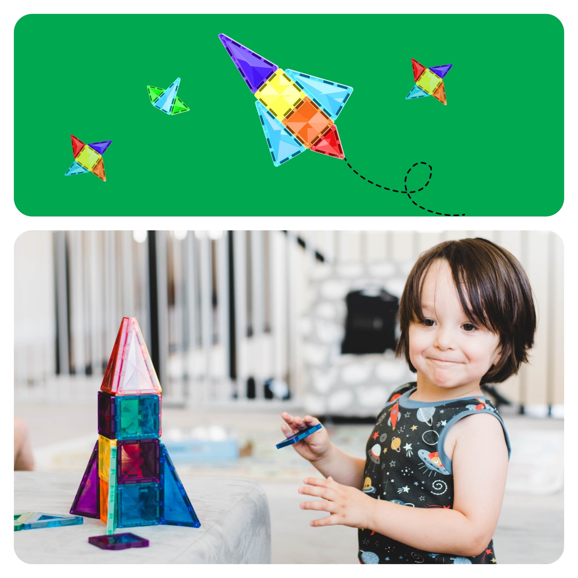 PicassoTiles Mini Magnetic Tiles for Kids – 80PCS STEM Construction Building Blocks Travel Toy Set