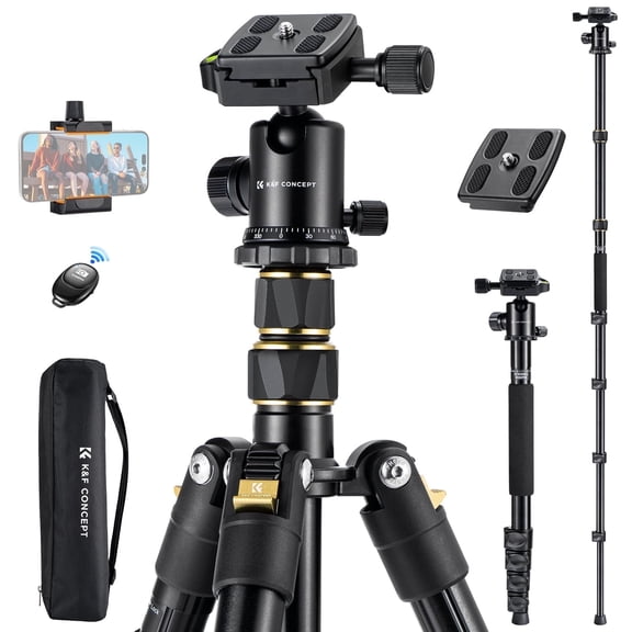 K&F CONCEPT 72" Professional Camera Tripod for DSLR Camera/Smartphone with Bluetooth Wireless, Lightweight Tripod with 360 Panorama Ball Head Quick Release Plate for Travel/Work