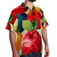 thumbnail image 2 of Fruit Men's Short Sleeve Hawaiian Shirt Button Down Poplin Beach Casual Printed Unisex Summer Tops, 2 of 6