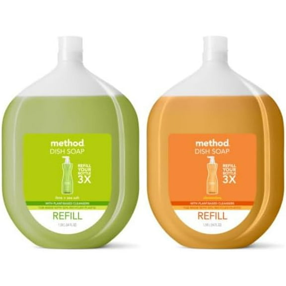 Method Liquid Dish Soap Variety Pack, 1 Lime   Sea Salt, 1 Clementine, 54 oz Each, 2 CT