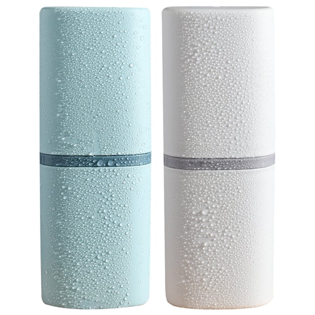 2pcs Two-in-one Portable Washing Cup Toothbrush Case Storage Box Fine Workmanship Toothbrush Case Container for Home (Wh