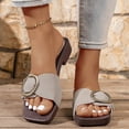 thumbnail image 2 of Xucatan Women's Chunky Heel Sandals, Thong Style Open Toe Slides with Vintage Metal Buckle, Faux Suede Block Heel Slippers, Versatile Summer Beach Footwear Gift, 2 of 9