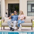 thumbnail image 6 of COMLAX FIELD Outdoor Couch, Aluminum Patio 3-Seat Modern Sofa with Washable Thick Cushion, 6 of 6