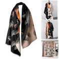thumbnail image 2 of Elegant Leaf Print Warm Poncho Shawl Wrap for Women Soft Warm Stylish Oversized Scarf Wrap Tassels Purple, 2 of 4