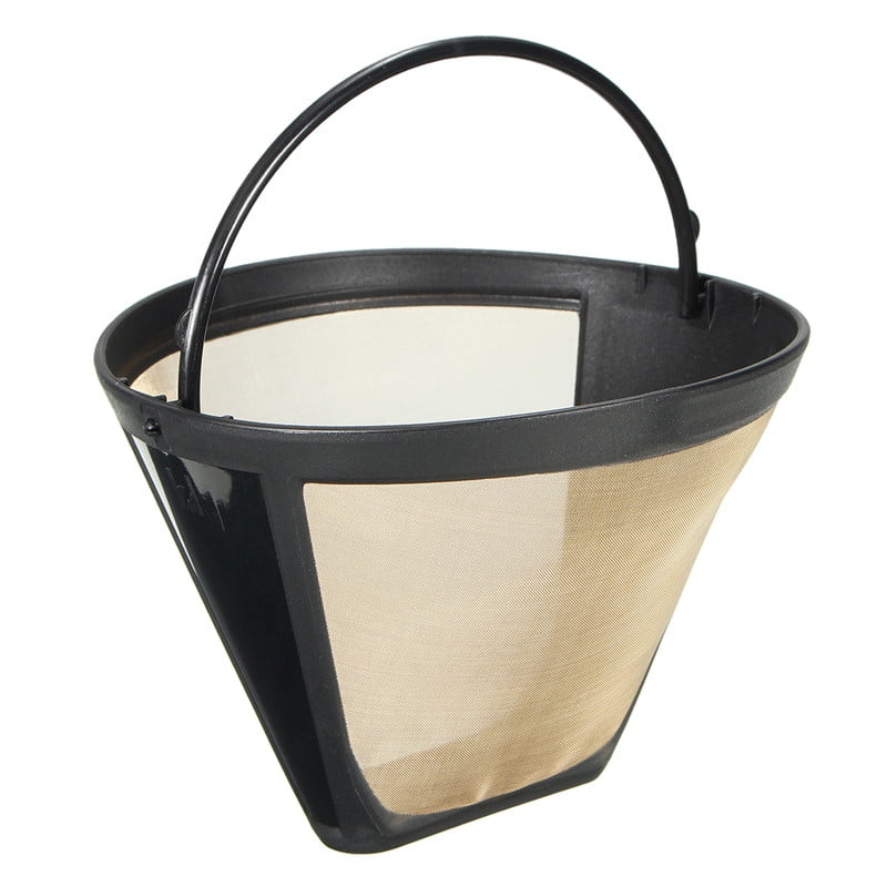 NEW Reusable Gold Tone Permanent Cone Shape Coffee Filter Mesh Basket Filter SS