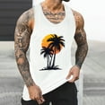 thumbnail image 2 of ZCFZJW Men's Workout Tank Top Casual Summer Tropical Palm Tree Print Soft Sleeveless Gym Muscle Shirts Bodybuilding Tee Shirt Tops White XL, 2 of 5