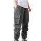 thumbnail image 1 of Pantalones largos para hombre, lisos, informales, con múltiples bolsillos, para exteriores, rectos, para fitness, cargo, de nailon., 1 of 5