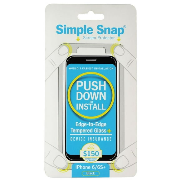 Simple Snap Tempered Glass Screen Protector for iPhone 6 Plus/6s Plus - Black