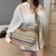 thumbnail image 4 of Bolso Hecho A Mano Tejido Hombro WDOplteas Colo Stripe para Viajes Compras Rojo, 4 of 9