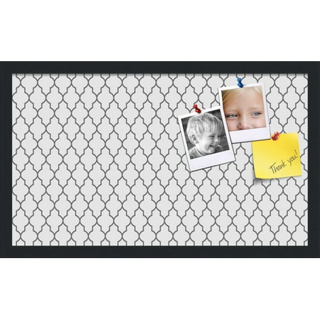 PinPix 24x14 Custom Cork Bulletin Board Quarterfoil Beige Poster Board Has a Fabric Style Canvas Finish Framed in Quarterfoil Beige by ArtToFrames (PinPix-584)