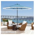thumbnail image 3 of 9 FT Patio Umbrella with Fringe, Outdoor Tassel Umbrella with Push Button Tilt, Crank, 8 Ribs, Vented Top, Fade-resistant Canopy, Heavy-Duty Market Table Umbrella for Yard Garden Pool, 3 of 9