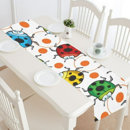 

MKHERT Ladybugs And Dots Table Runner for Office Kitchen Dining Wedding Party Home Decor 14x72 inch