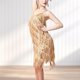 thumbnail image 5 of Vestido De Baile Rumba Tango Vestido de baile de tango para mujer Lentejuelas Borlas Vestido de fiesta de moda (Oro XXL) Ygjytge para Mujer oro T XL, 5 of 6