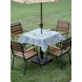 thumbnail image 4 of Outdoor Tablecloth with Umbrella Hole for Patio/Picnic/Party/Camping, Ocean Shells Waterproof Table Cloth Square Cover Washable, Watercolor Blue Summer Coastal Starfish Conch (60"x 60"), 4 of 9