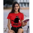 thumbnail image 2 of Black Cat Creepy Crazy Eyes Halloween Shirt Women's T-shirt, XL, Red, 2 of 6