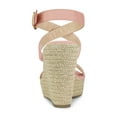 thumbnail image 2 of BLISSFUL STEP Women's Shoes Espadrille Wedge Slingback Crisscross Sandals Pink 6, 2 of 7