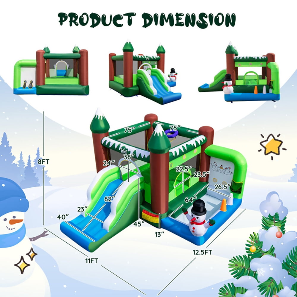 Aimee Lii Inflatable Christmas Bouncy House with 735W Blower, Playhouse for Kids Outdoor