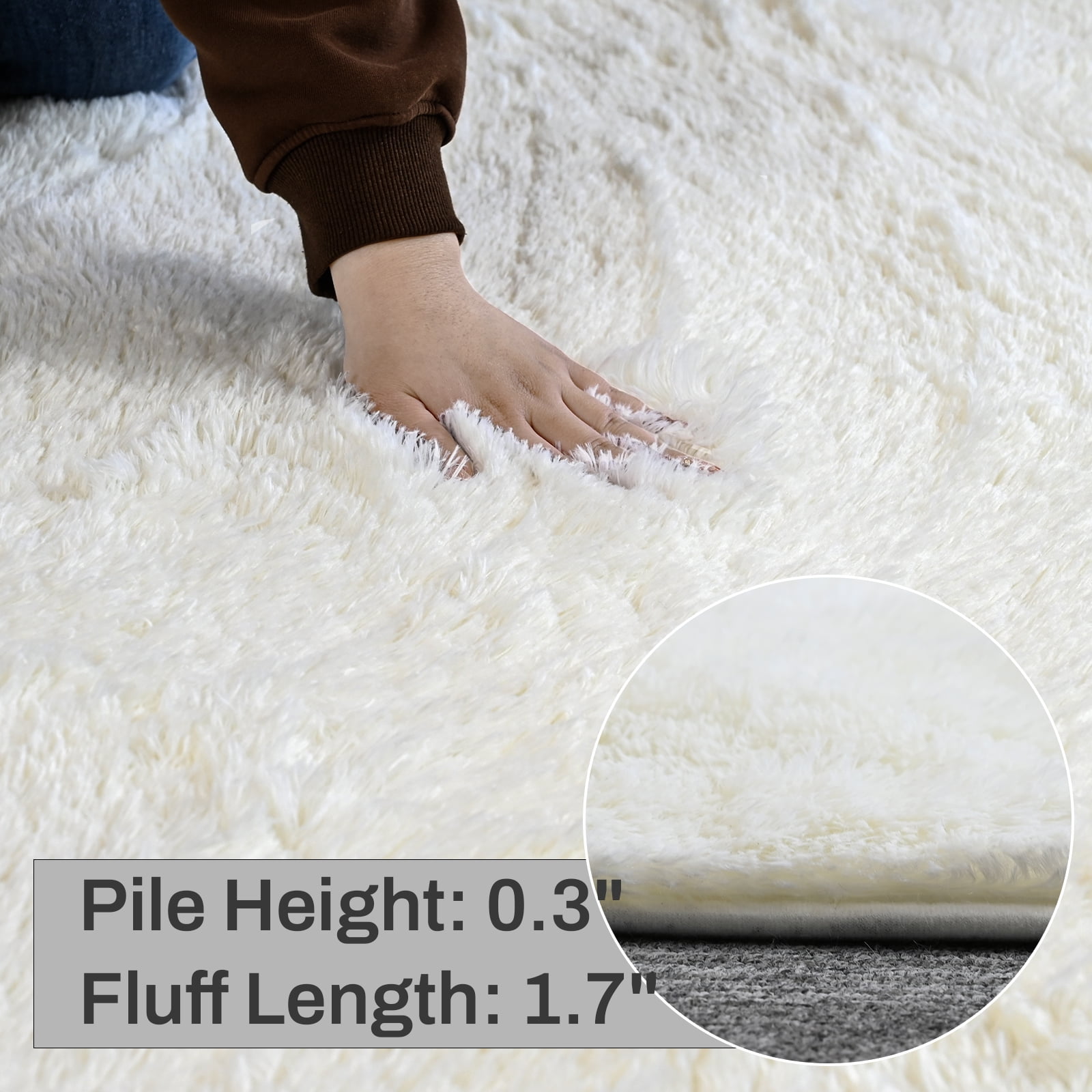 Pentantan Shag Area Rugs, 5ft x 8ft Soft Fluffy Indoor Carpet for Living Room Bedroom Decor, Cream White