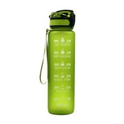 pstuiky Bounce Lid Frosted Sports Water Bottle 1000Ml Large Capacity with Time Marker & Inspirational Quote Leakproof Lock, Removable Straw, Wide Mouth Bpa-Free Plastic