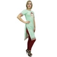 thumbnail image 4 of Bimba Women's Tunic Buddha Print Kurti Kurta Green Casual Summer Clothing-4, 4 of 5