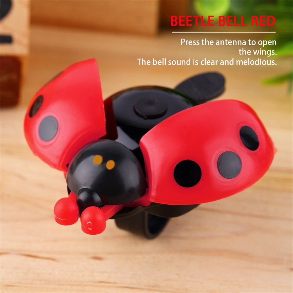 Pennytupu Colorful Plastic Clear And Melodious Bell Sound Lovely Kid Beetle Ladybug Ring Bell for Cycling Bicycle Bike Ride Horn Alarm 