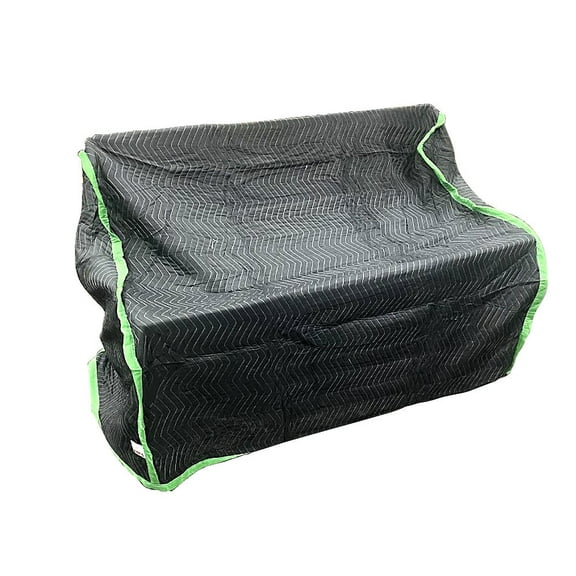 36"x64"x46" Black Quilted Loveseat Cover for Moving and Storage, Polyester Zig-Zag Stitching Reusable, and Washable Furniture Moving Blanket