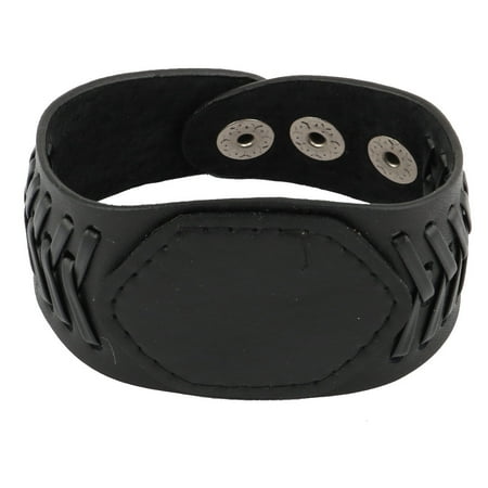 Mens Braided Leather Bracelet - Men Biker Faux Leather Vintage Style Braided Wristband Bangle Bracelet 22cm Long