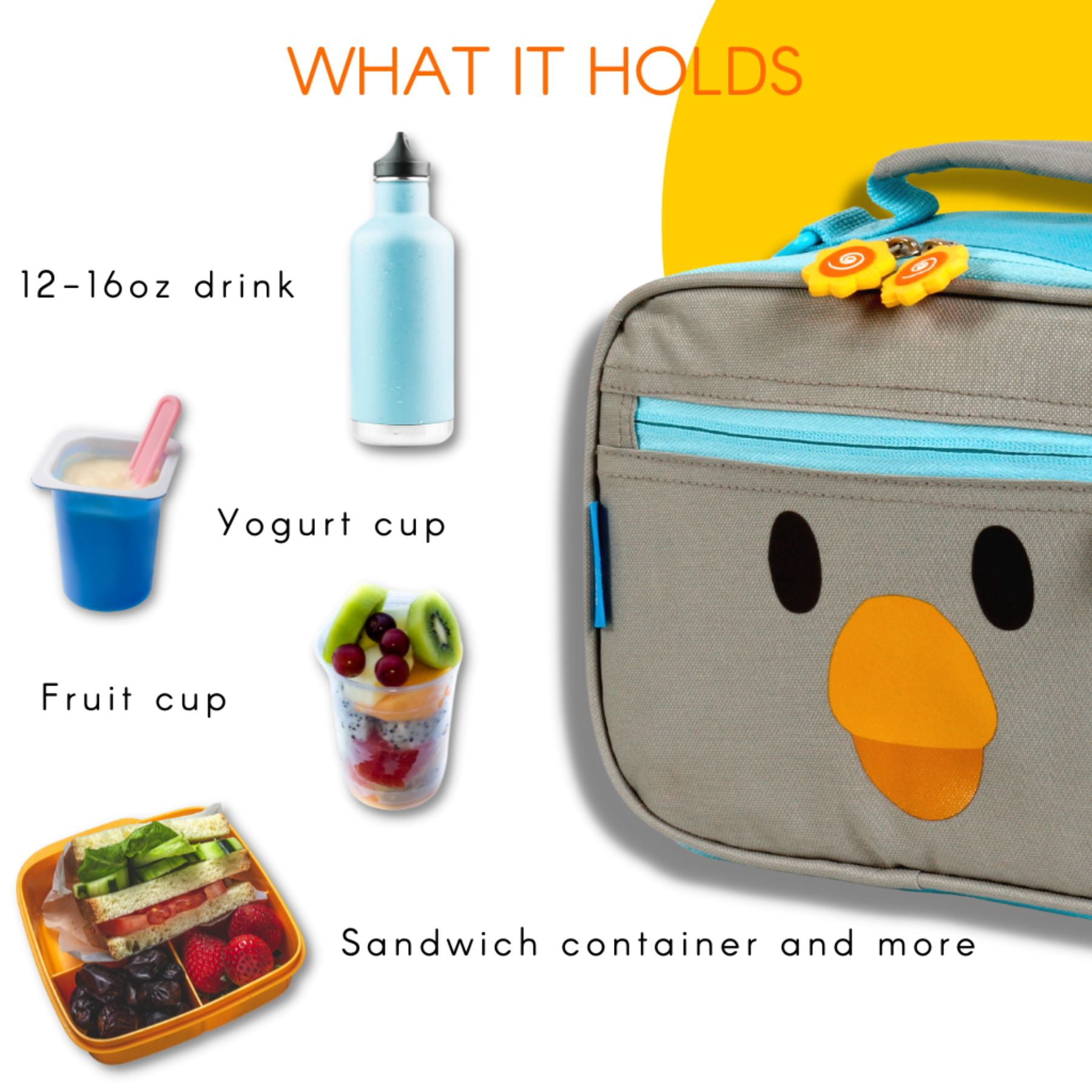 Twise Side-kick Insulated Lunch Bag for Preschool and Kindergarten, Penguin