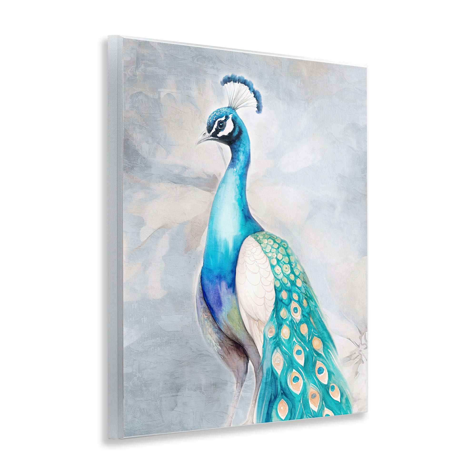 Stupell Industries Elegant Blue Peacock Animals Painting Unframed Art Print Wall Art, 11 x 14