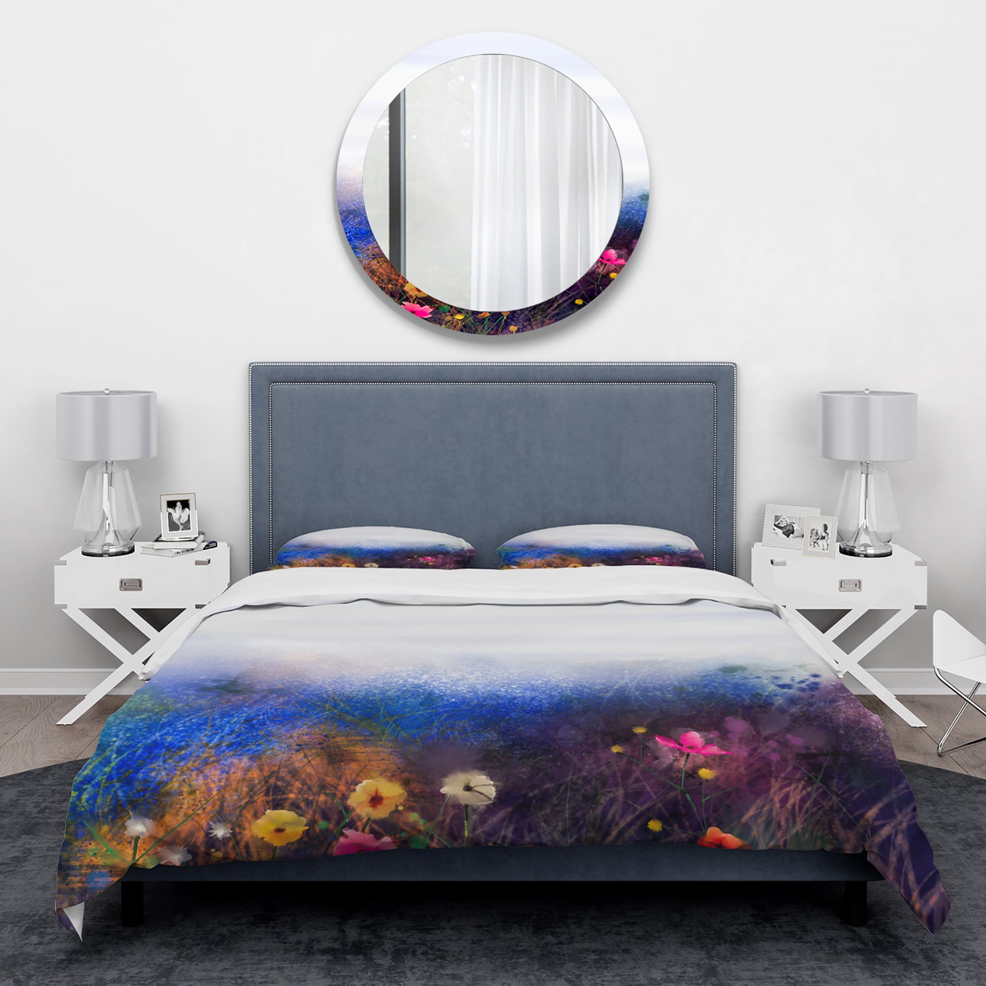 Designart 'Watercolor Painting Flower in Meadow' Traditional Duvet Cover Set