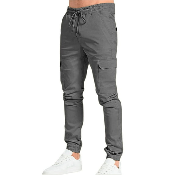 Eashery Baggy Cargo Pants Men Straight Fit Workday Khaki Flex Pants Jogging Pants Mens Sweatpants (Dark Gray,L)