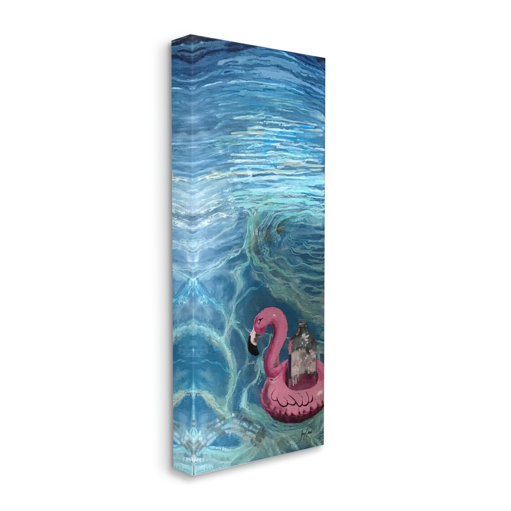 Stupell Industries Flamingo Pool Float Summertime Swirled Water Ripples Graphic Art Gallery Wrapped Canvas Print Wall Art, Design by Stacy Gresell