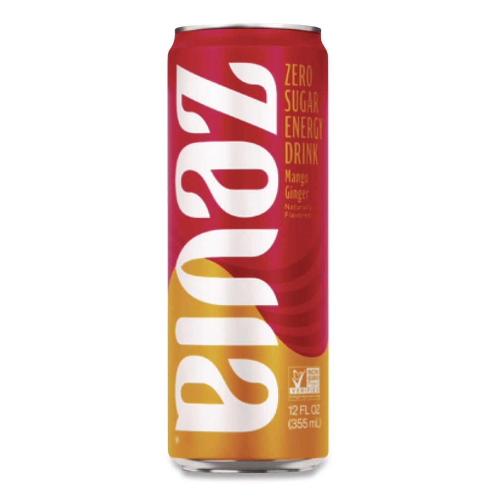 Zevia Zero Sugar, Mango Ginger Energy Drink, 12 Fl Oz (Pack of 12)