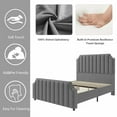 thumbnail image 4 of Velvet Bed Frame, 50.2" Tall Headboard & Footboard, Upholstered Platform Bed Frame with Nailhead Trim, No Box Spring Needed, Noise Free, Solid Wooden Slats, 4 of 8