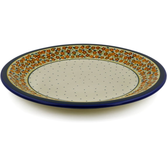 Polish Pottery 10¾-inch Dinner Plate (Russett Floral Theme) Hand Painted in Boleslawiec, Poland + Certificate of Authenticity