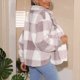 thumbnail image 4 of Plaid Fuzzy Coat, Soft Button Up Jacket Elegant Fashionable  For Women For Office Work ANGGREK Tela escocesa gris y blanca M, 4 of 7