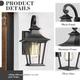 thumbnail image 7 of Emliviar Outdoor Wall Lights 2 Pack - 12.2" Wall Mount Lights in Black Finish with Clear Glass, XE219B-2PK BK, 7 of 7