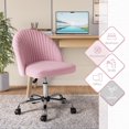 thumbnail image 4 of Homall Home Office Chair Adjustable Vanity Chairs Mid Back Rolling Task Chairs for Bedroom, Living Room or Study, Pink, 4 of 7